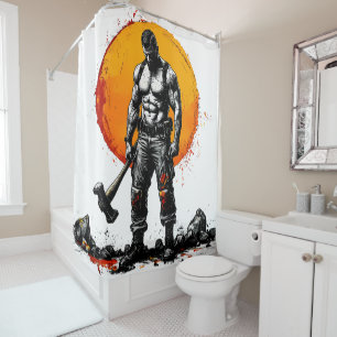 Rideaux De Douche guerrier barbare médiéval imaginaire hummer force