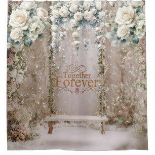Rideaux De Douche Guirlande de lumières de fée florale pour mariage 