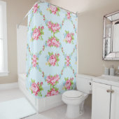 Rideaux De Douche guirlande des roses chics minables, bleu, (En situation)