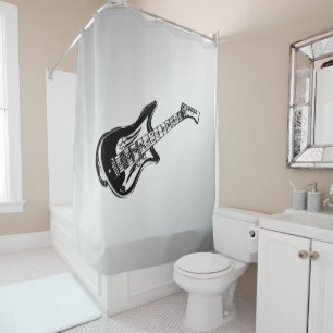 Rideaux De Douche Guitare électrique en argent