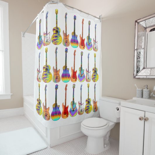 Rideaux De Douche Guitares Motif coloré (En situation)