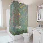 Rideaux De Douche Gustav Klimt - Jardin de ferme avec des fleurs de<br><div class="desc">Le "Jardin Agricole avec des tournesols" de Gustav Klimt est un hommage vibrant à la beauté de la nature et au charme rustique des paysages ruraux. Peint en 1907, il présente un jardin luxuriant agrémenté de tournesols, de leurs pétales dorés qui brillent sous le soleil et d'un cadre verdoyant d'arbres...</div>