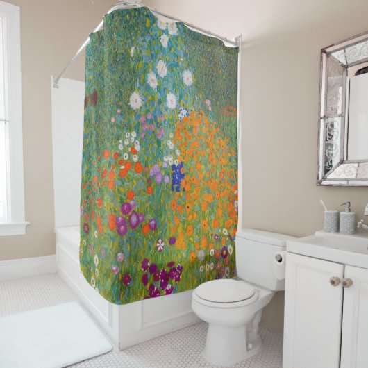 Rideaux De Douche Gustav Klimt - Jardin des fleurs (En situation)