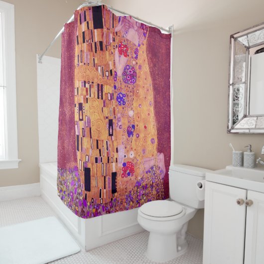 Rideaux De Douche Gustav Klimt Le Baiser Violet (En situation)