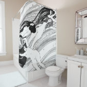 Rideaux De Douche Gustav Klimt - Poisson Sang Surreal Art Japonais (En situation)
