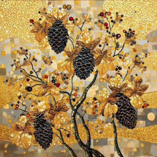 Rideaux De Douche gustav klimt Rustic Pinecone Holiday Winter Bathro