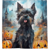 Rideaux De Douche Halloween Affenpinscher avec la peur Citrouille (Devant)