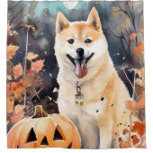 Rideaux De Douche Halloween Akita Avec Peur Citrouille (Devant)