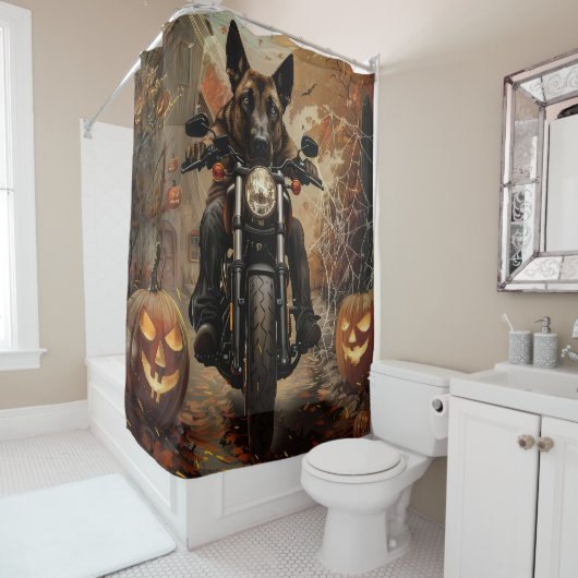 Rideaux De Douche Halloween berger Anatolien moto équitation (En situation)