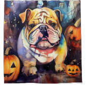 Rideaux De Douche Halloween Bulldog avec la peur Citrouille (Devant)