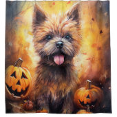 Rideaux De Douche Halloween Cairn Terrier Avec La Peur Citrouille (Devant)