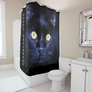 Rideaux De Douche Halloween Cat noir effrayant Horreur nuit sombre