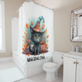 Rideaux De Douche Halloween Chat noir autumn Witchy (En situation)