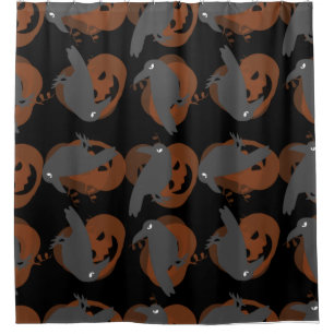 Rideaux De Douche halloween corneille citrouille
