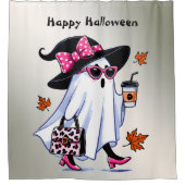 Rideaux De Douche Halloween Cute Stylish sorcière Ghost Coffee Cup (Devant)