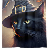 Rideaux De Douche Halloween de chat noir (Devant)