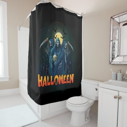 Rideaux De Douche Halloween de nuit squelette effrayant, Mon humeur (En situation)