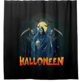 Rideaux De Douche Halloween de nuit squelette effrayant, Mon humeur (Devant)