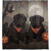 Rideaux De Douche Halloween de Terre-Neuve Éffrayant (Devant)