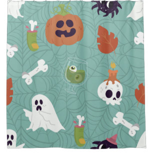 Rideaux De Douche halloween déplaisant cocktail fantôme citrouille