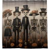 Rideaux De Douche Halloween déplaisant de la famille de squelettes (Devant)