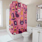 Rideaux De Douche Halloween dessiné à la main, motif éffrayant sans  (En situation)