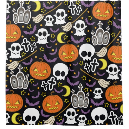 Rideaux De Douche Halloween éffrayant : Conception Arrière - plan à (Devant)
