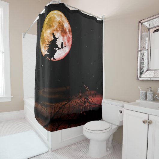 Rideaux De Douche Halloween fête Black Night Pleine lune effrayant (En situation)