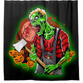 Rideaux De Douche Halloween Funny Green Zombie Ax sur (Devant)