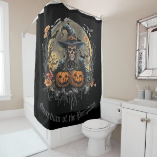 Rideaux De Douche Halloween,Gardien des Citrouilles,Crânes Citrouill