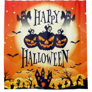 Rideaux De Douche Halloween hanté heureux