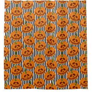 Rideaux De Douche Halloween heureux Motif Citrouille