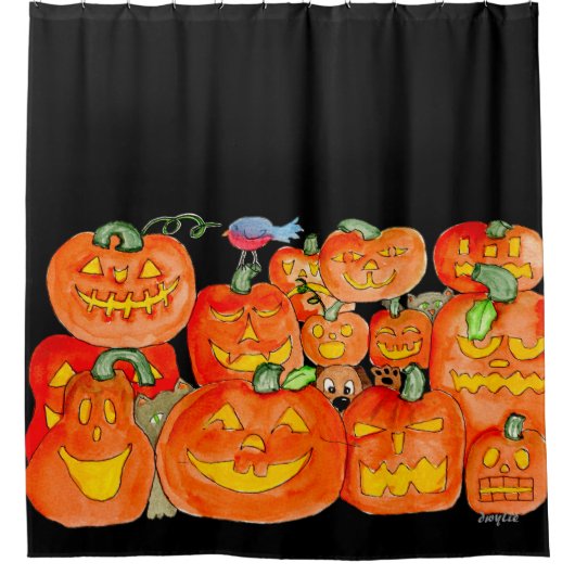 Rideaux De Douche Halloween Jack-O-Lanterns with Animals (Devant)