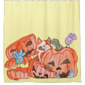 Rideaux De Douche Halloween Kitty & SMashed Pumpkins (Devant)
