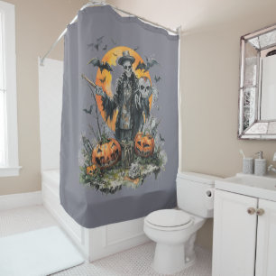 Rideaux De Douche Halloween,Le Gentilhomme Crâne de la Lune de récol