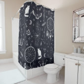 Rideaux De Douche Halloween Magic : Vintage Doodle Motif. (En situation)