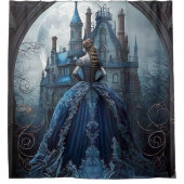 Rideaux De Douche Halloween Maison hantée Bleue nuit effrayant (Devant)