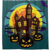 Rideaux De Douche Halloween Maison hantée Citrouille effrayante chau (Devant)