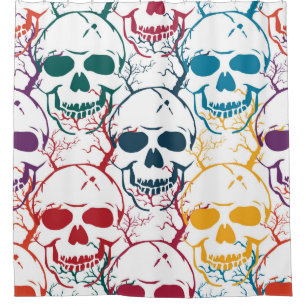 Rideaux De Douche Halloween motif sans couture avec crânes. b coloré
