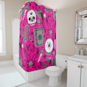 Rideaux De Douche halloween occult magical mystical esoteric pink (En situation)