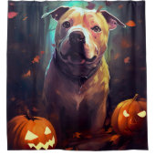 Rideaux De Douche Halloween Pitbull avec la peur Citrouille (Devant)