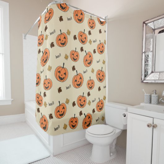 Rideaux De Douche Halloween Pumpkin Seamless Pattern (En situation)