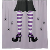 Rideaux De Douche Halloween Purple Sortie Jambes Et Araignées Hallow (Devant)