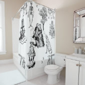 Rideaux De Douche halloween rococo baroque squelette toile crâne (En situation)
