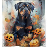 Rideaux De Douche Halloween Rottweiler avec la peur Citrouille (Devant)