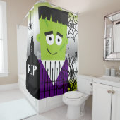 Rideaux De Douche Halloween Scary Frankenstein dans le cimetière (En situation)