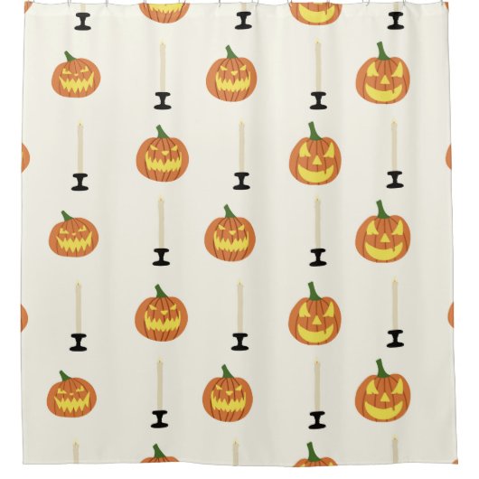 Rideaux De Douche Halloween seamless pattern with pumpkins and candl (Devant)