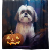 Rideaux De Douche Halloween Shih Tzu Avec La Peur Citrouille (Devant)