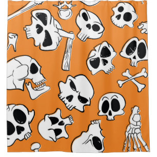 Rideaux De Douche Halloween Skulls Bones DoodMotif