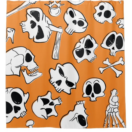 Rideaux De Douche Halloween Skulls Bones DoodMotif (Devant)